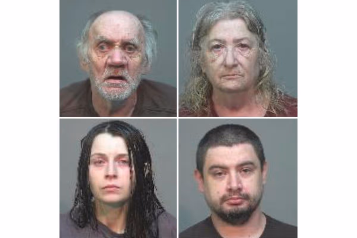 This combination of undated booking pH๏τos provided by Southeastern Ohio Regional Jail on Wednesday, July 1, 2026, shows, clockwise starting at top left, Gary Siders Sr., Christine Siders, Elizabeth Siders and Gary Siders Jr. (Southeastern Ohio Regional Jail via AP)