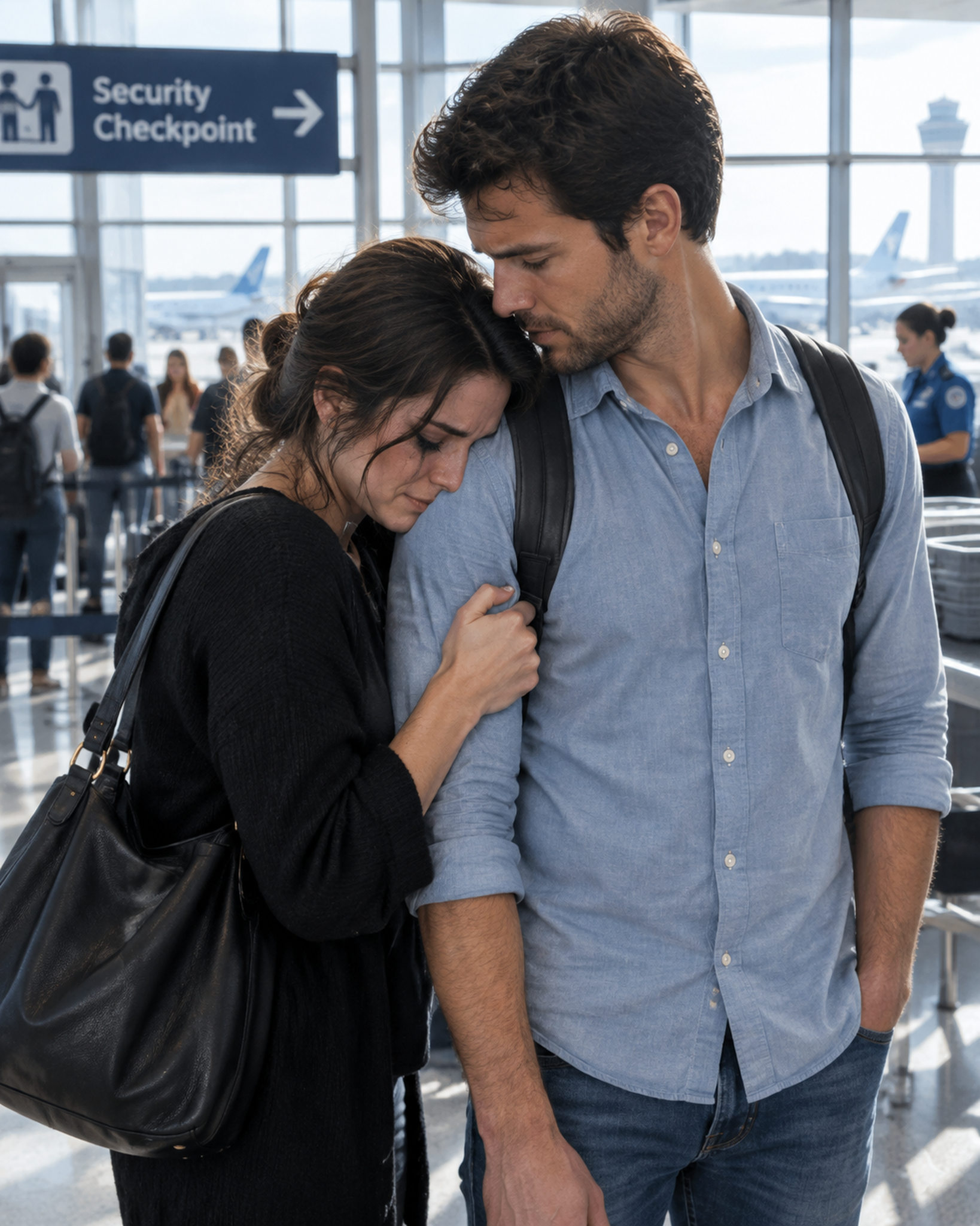 The gate agent called final boarding while I held my husband’s arm, pretending I was devastated to watch him leave for Singapore.