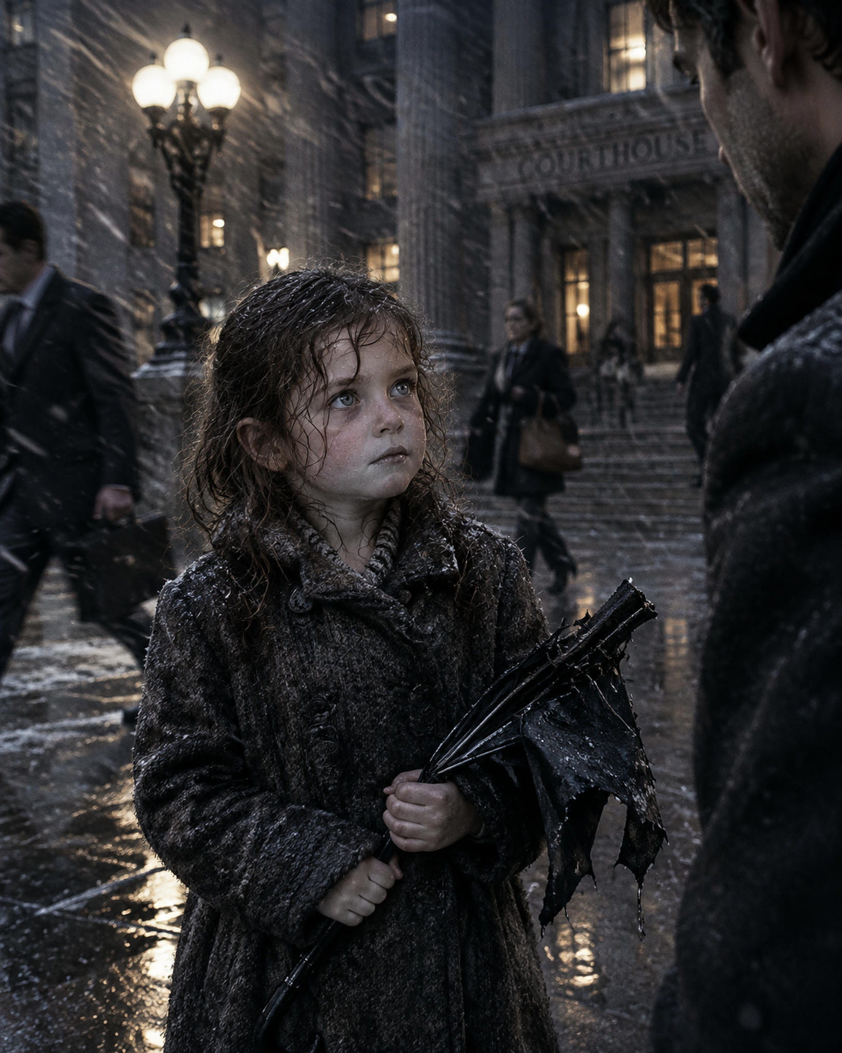 THE BILLIONAIRE FOUND A FIVE-YEAR-OLD GIRL FREEZING OUTSIDE THE COURTHOUSE WITH A BROKEN UMBRELLA— HE HAD NO IDEA THE SECRET SEWN INSIDE IT COULD DESTROY AN EMPIRE – Life Story