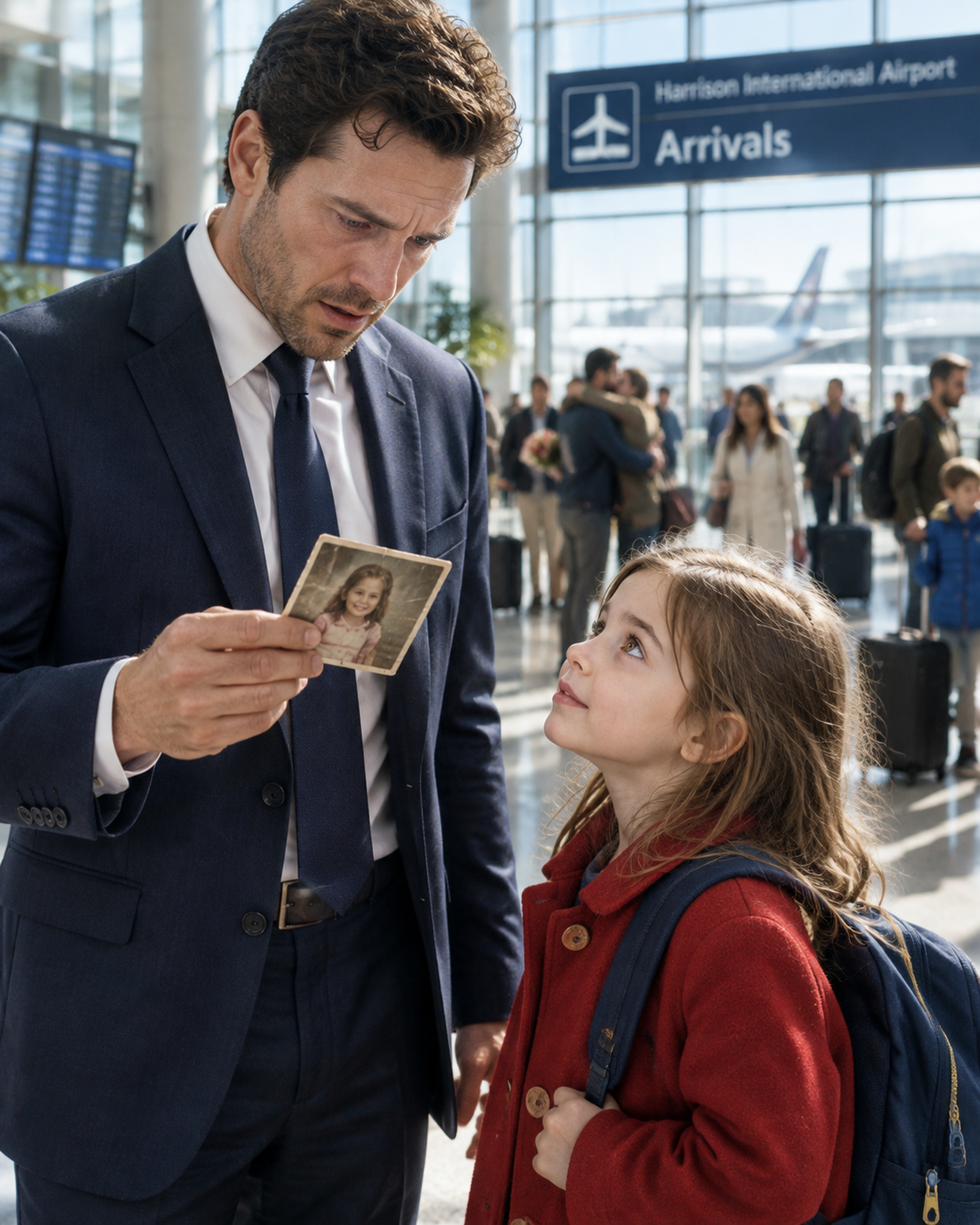 POOR GIRL SHOWS THE SAME PHOTO AT THE AIRPORT EVERY DAY — A BILLIONAIRE SEES WHO’S IN IT AND FREEZES – Life Story