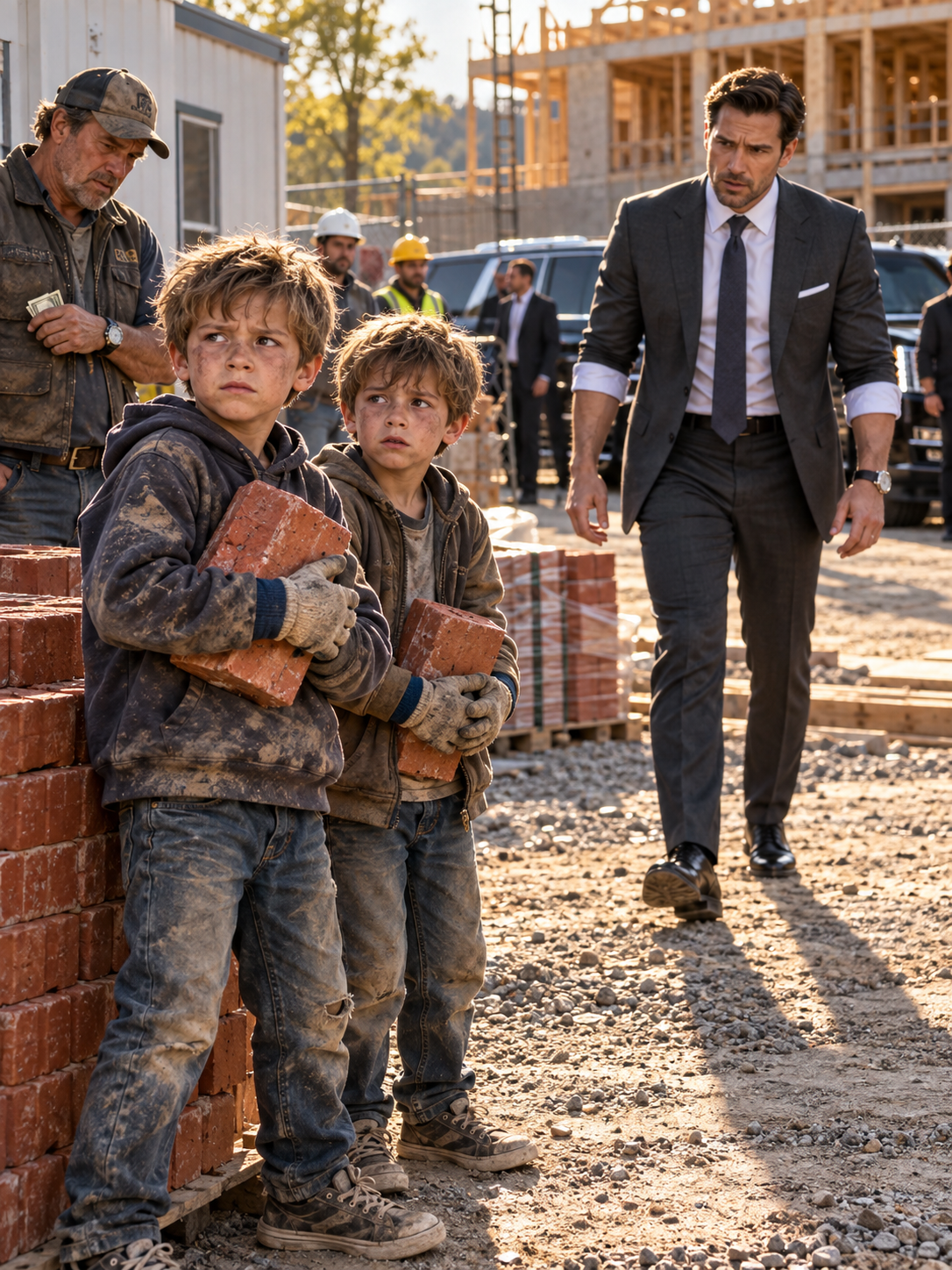 THE BILLIONAIRE FOUND TWO EIGHT-YEAR-OLD TWINS HAULING BRICKS FOR BREAKFAST ON HIS OWN CONSTRUCTION SITE—THEN ONE QUESTION EXPOSED WHAT CEDAR RIDGE HAD BEEN HIDING – Life Story