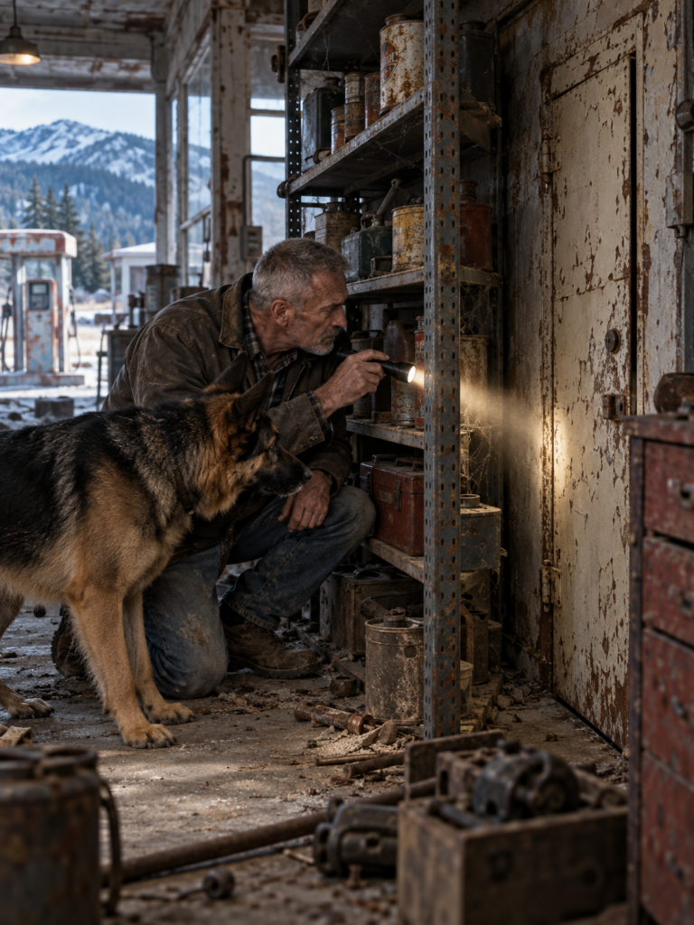 After His Divorce at 58, a Veteran Returned to His Father’s Abandoned Oregon Gas Station—But When His German Shepherd Scratched Behind a Bolted Steel Shelf, He Discovered Eight Missing Feet of the Building and a Secret Room Filled With Names His Father Had Never Mentioned