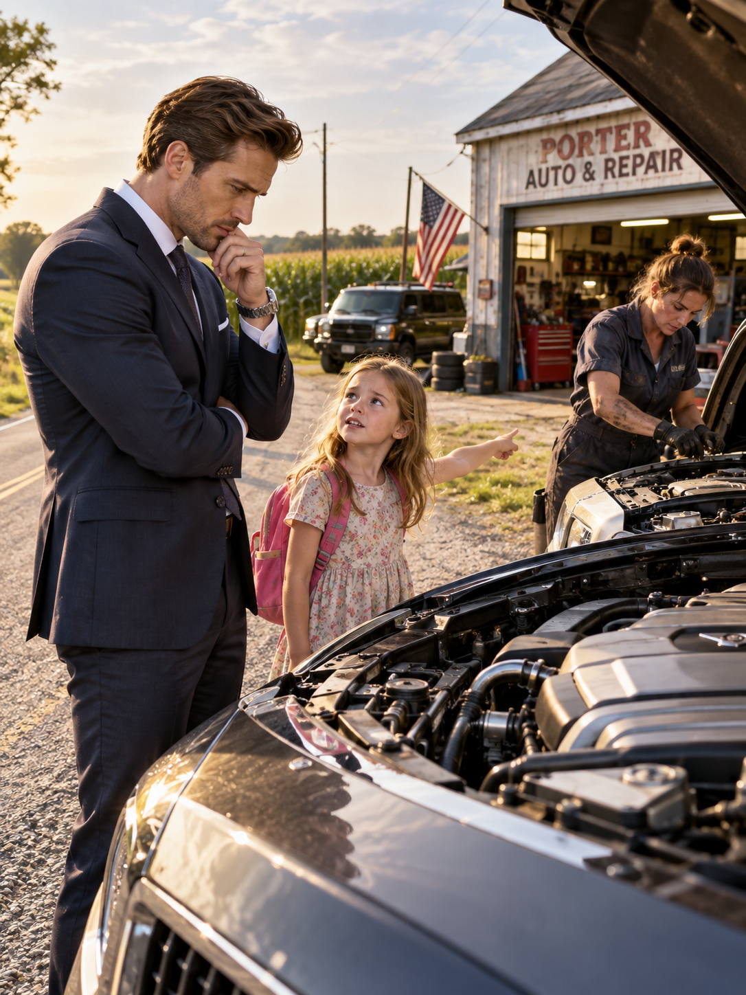 A SIX-YEAR-OLD GIRL TOLD A STRANDED MILLIONAIRE HER MOM COULD FIX HIS CAR—HE LAUGHED UNTIL THE MECHANIC FOUND A SECRET HIS OWN COMPANY BURIED – Life Story