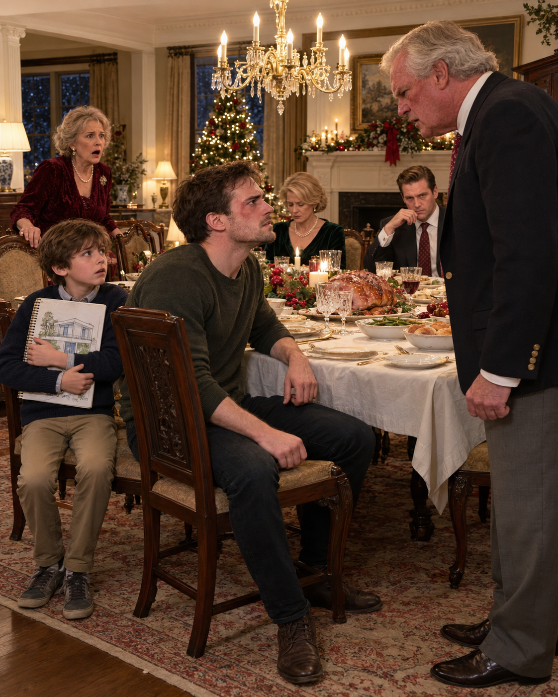 My father hit me at Christmas—then froze when he saw who I was calling under the table.