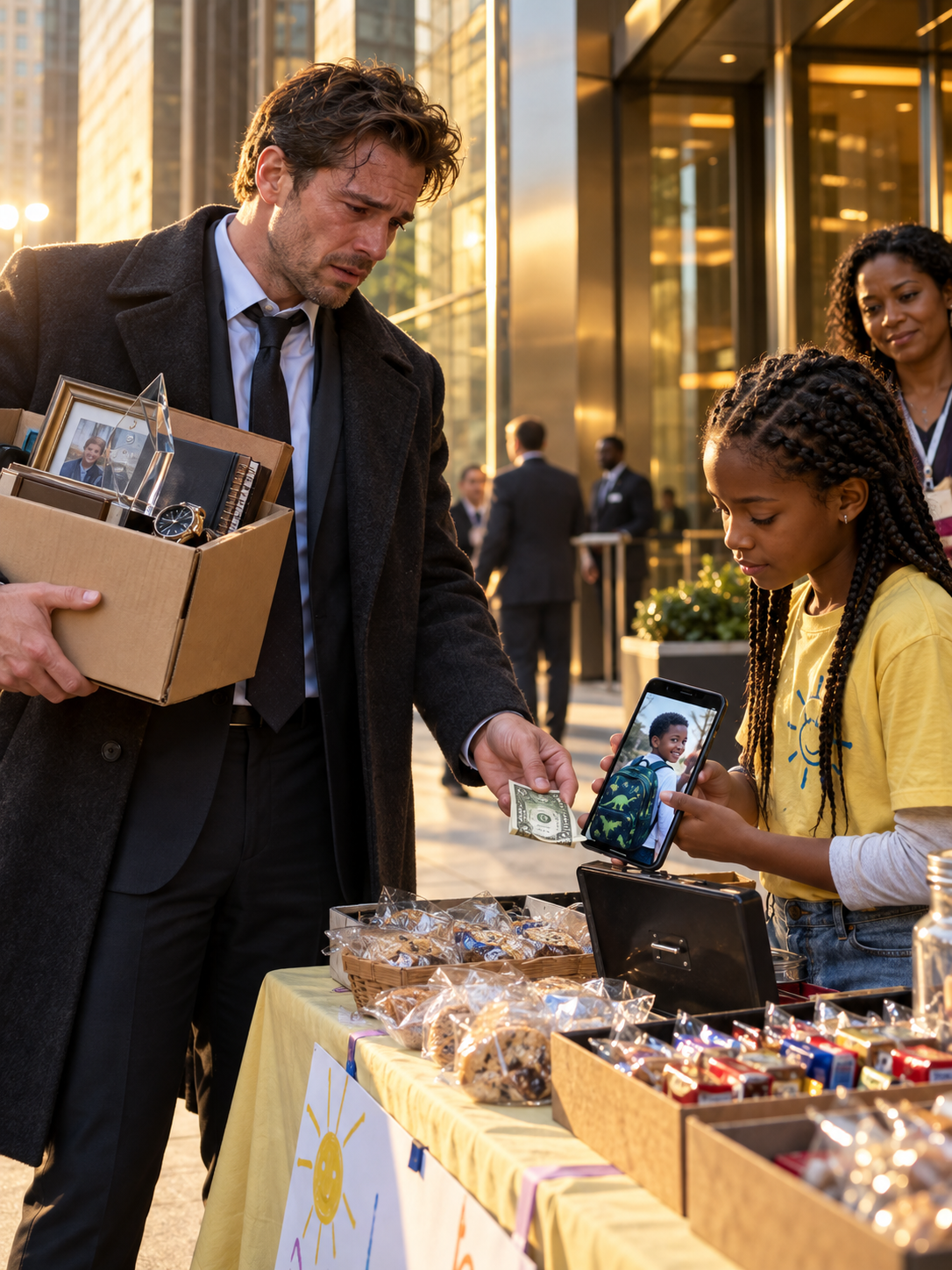 THE BILLIONAIRE LOST HIS COMPANY AND CAME HOME TO AN EMPTY HOUSE—THEN A SCHOOLGIRL ACCEPTED HIS LAST DOLLAR AND ASKED ABOUT THE BOY ON HIS PHONE – Life Story