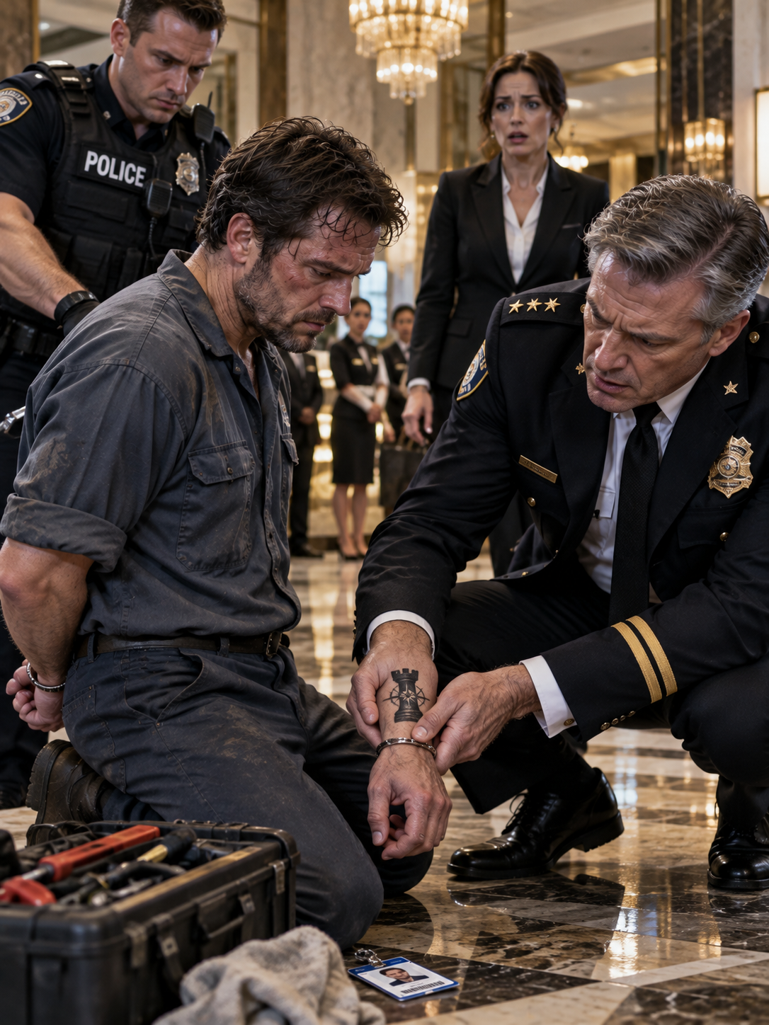 Police Handcuffed the Quiet Hotel Technician in Front of His Boss—Then the Captain Saw the Mark on His Wrist and Asked One Question – Life Story