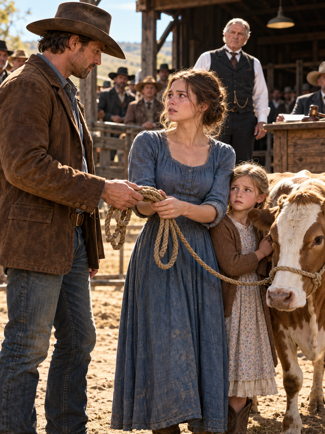 THE TOWN’S MOST POWERFUL MAN MADE A WIDOW SELL HER DAUGHTER’S LAST MILK COW—THEN A DUSTY COWBOY PAID DOUBLE AND HANDED BACK THE ROPE – Life Story