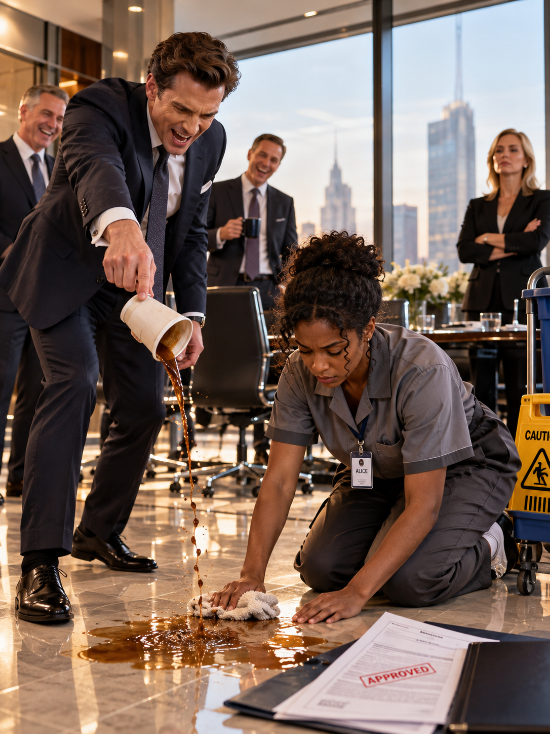 THE VICE PRESIDENT SPILLED COFFEE TO HUMILIATE A BLACK JANITOR BEFORE HIS EXECUTIVES—BUT HER SILENCE WAS HIDING A SECRET THAT COULD COST HIM EVERYTHING – Life Story