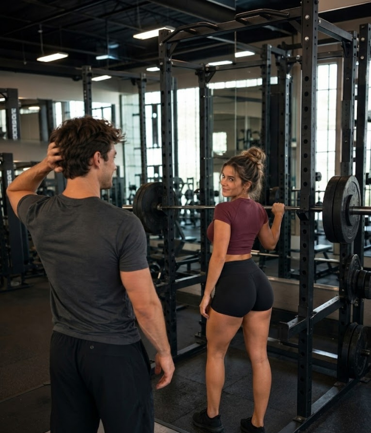 My Gym Crush Asked Me to Spot Her… I Stood Behind Her. She Smirked, “You Can Come Closer.”
