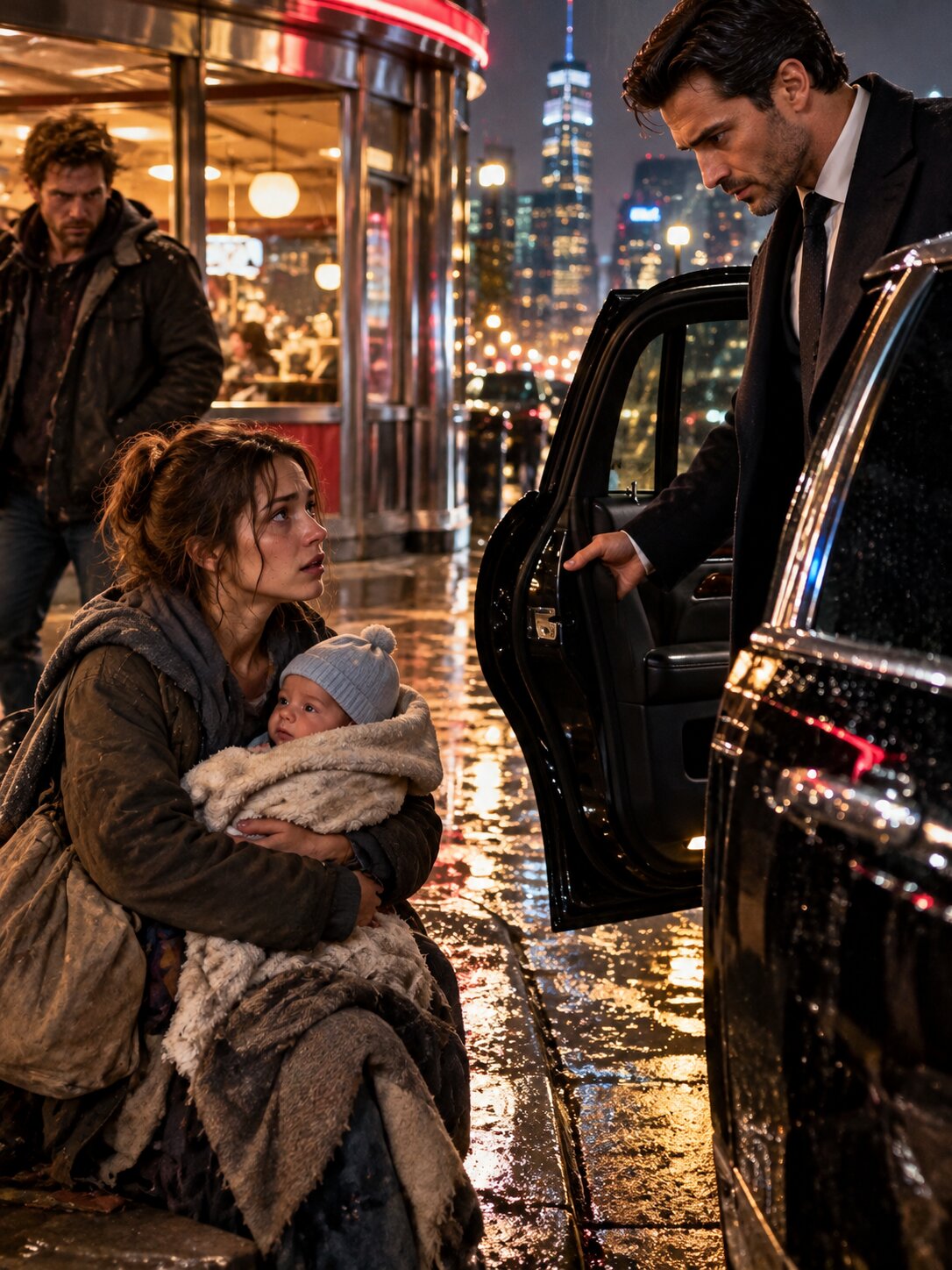 A Homeless Mother Took Shelter in a Diner With Her Baby—Then the Most Feared Man in the City Opened His Car Door – Life Story