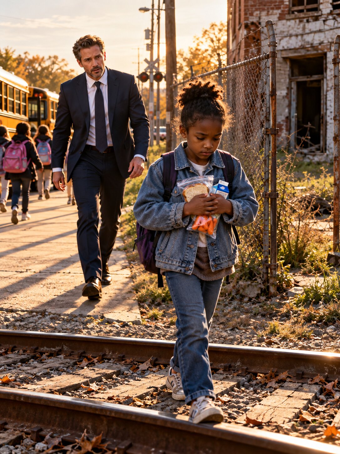 THE BILLIONAIRE SUSPECTED A LITTLE GIRL OF STEALING HER SCHOOL LUNCH—UNTIL HE FOLLOWED HER PAST THE RAILROAD TRACKS AND SAW WHAT HIS FIVE-MILLION-DOLLAR CHARITY HAD FAILED TO SEE – Life Story