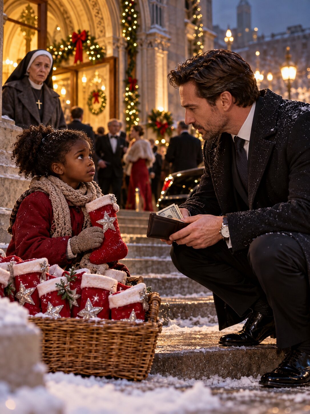 ON CHRISTMAS EVE, AN EIGHT-YEAR-OLD SOLD STOCKINGS FOR HER SISTER’S MEDICINE—THEN A BILLIONAIRE NOTICED A SMALL CLUE SOMEONE CLOSE TO HIS FAMILY HAD SPENT YEARS TRYING TO HIDE – Life Story